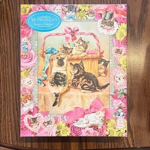 Victorian Cats Booklet with Pink and Yellow Floral Design